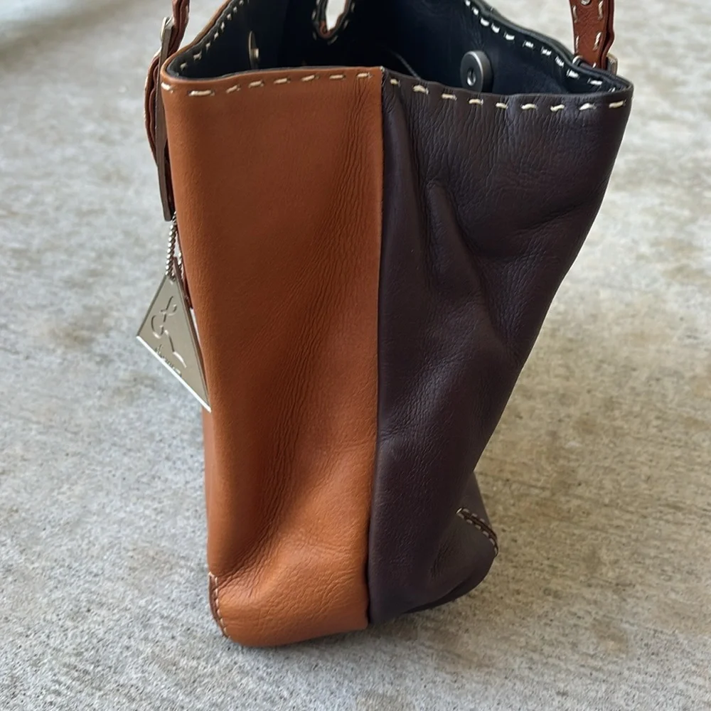 Lavive Leather Black and Brown Shoulder Bag